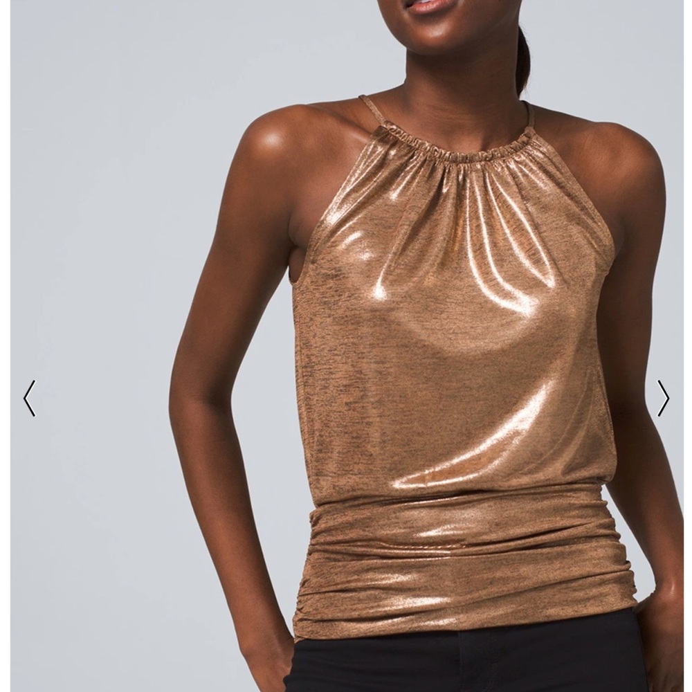 WHBM Metallic Copper  Banded Halter Top -XS